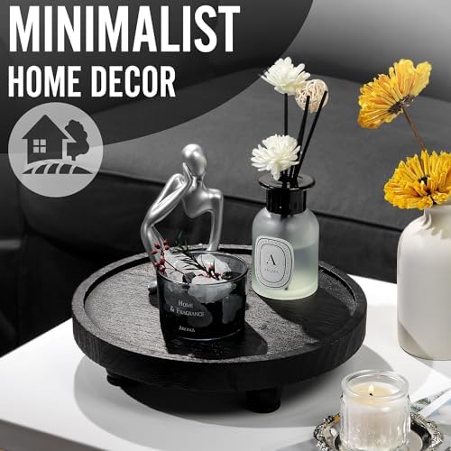 Tikea Farmhouse Wood Display Riser Stand - Black