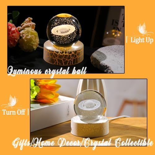 Crystal 3D Saturn 236 Inch Ball Figurine Decor