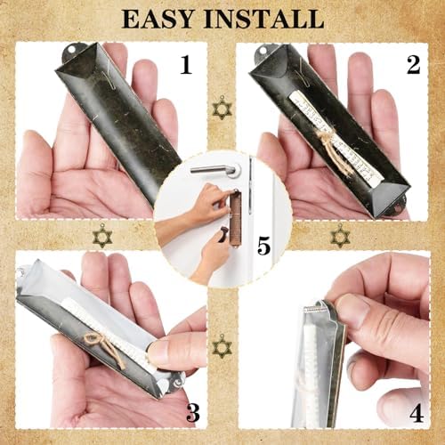 FEIXICHUJI 3-Piece Mezuzah Set with Scroll and Star of David