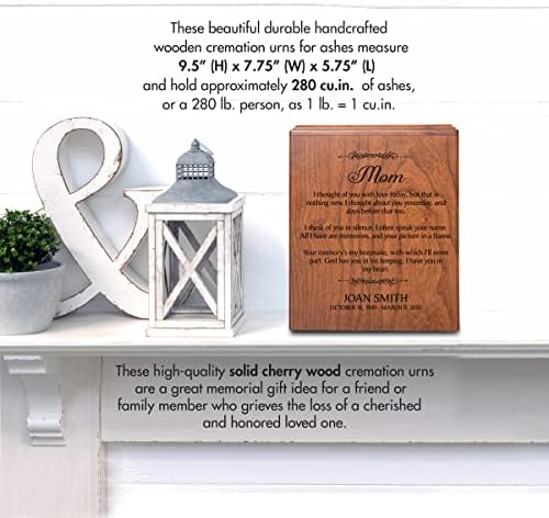 LifeSong Milestones Personalized Cherry Wood Urn for Womens Ashes