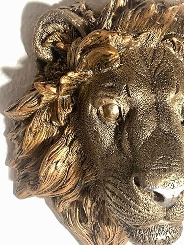 Decorative Lion Head Wall Sculpture Bronze Finish