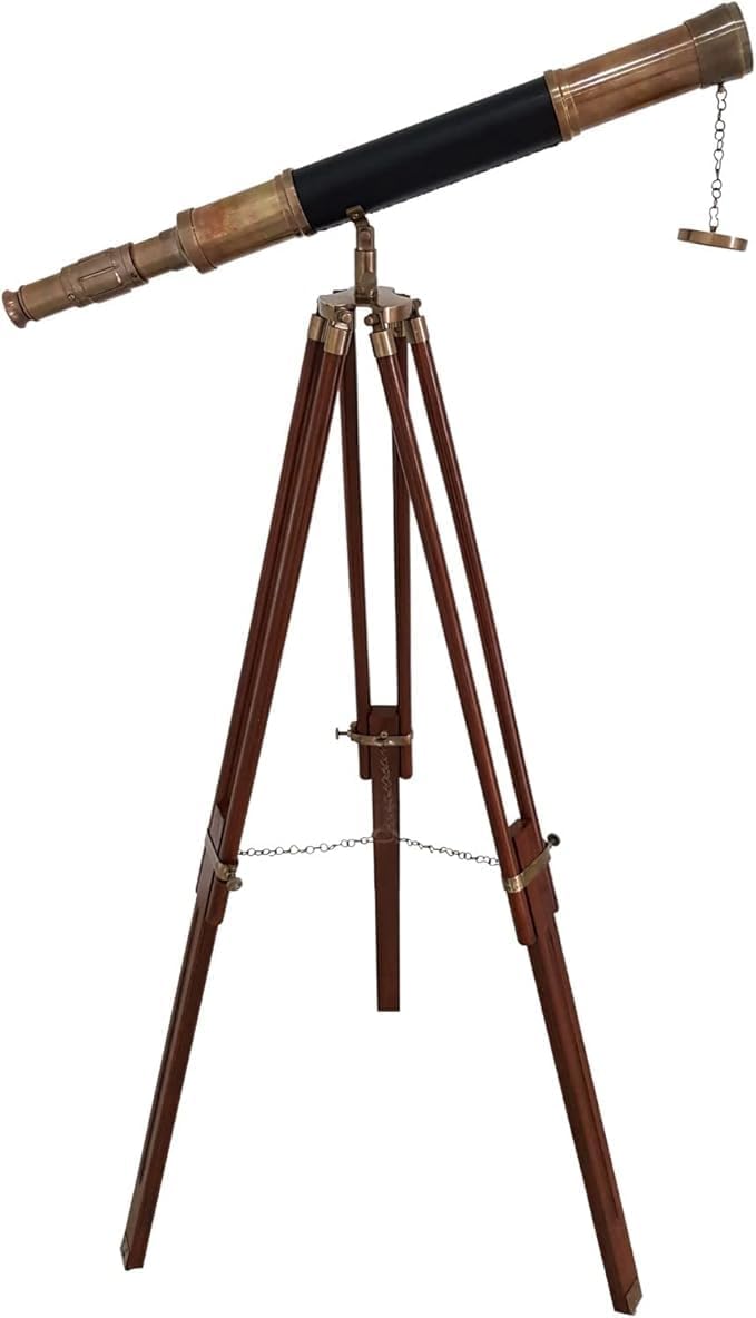 Antique Telescope with Tripod for Home Office Decor