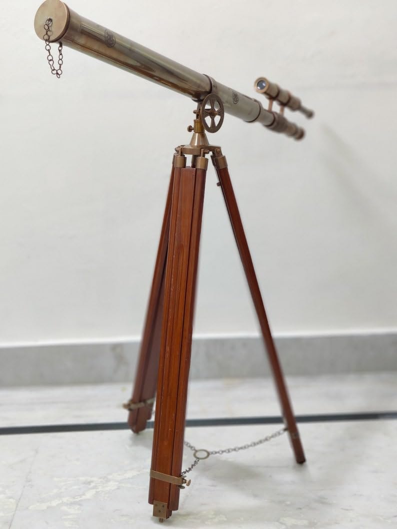 Nautical Antique Brass Telescope with Stand