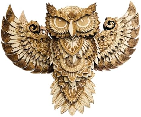 Wood Owl Wall Decor Sculpture Rustic Design