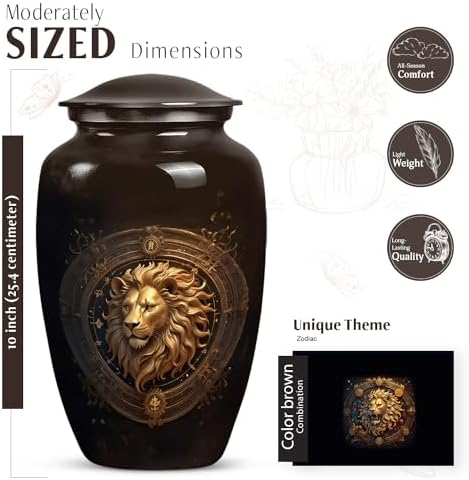 Jagasy Classic Large Cremation Urn with Regal Lion Design