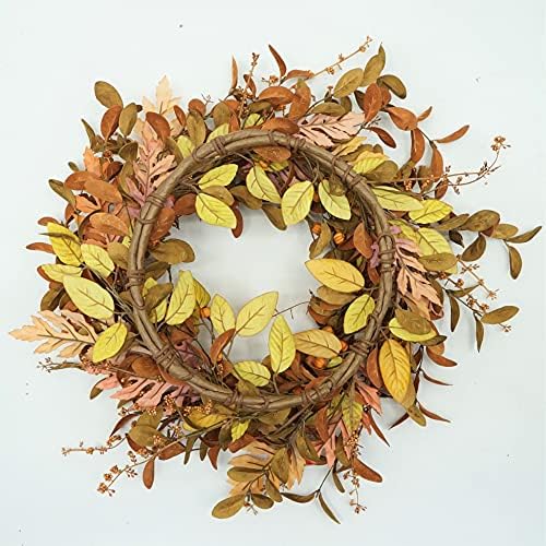 Artificial Fall Wreath for Front Door Autumn Decor