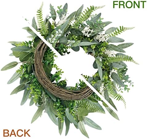 Sggvecsy Green Artificial Wreath with Welcome Sign 20in Decor