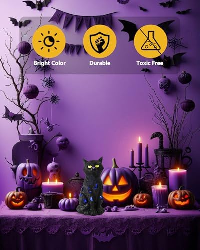 Black Cat Halloween Decor with LED Lights