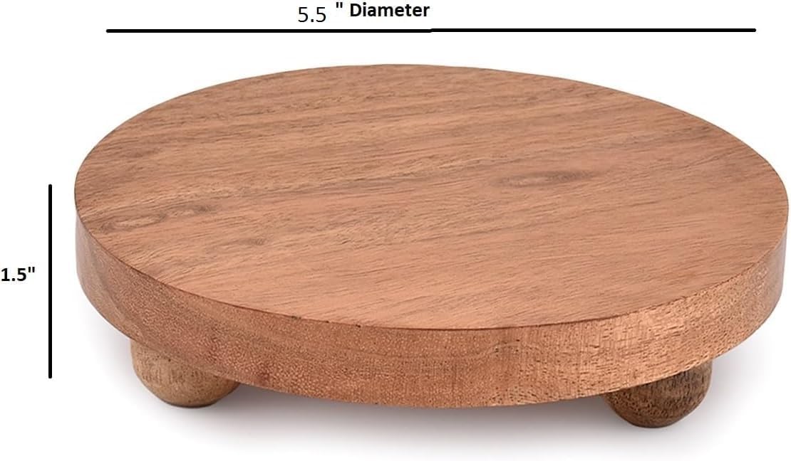 NIRMAN Round Acacia Wood Display Stand Set of 2