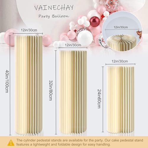 Set of 3 Adjustable Cylinder Pedestal Stands for Party Displays