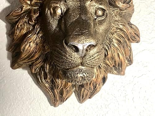 Decorative Lion Head Wall Sculpture Bronze Finish