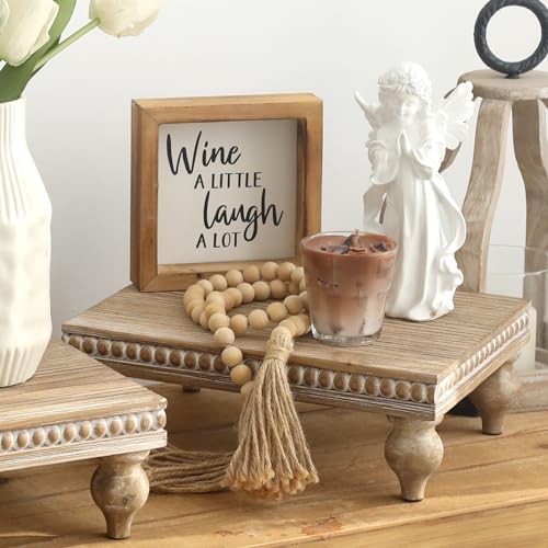 SwallowLiving Wooden Riser Set of 3 Natural