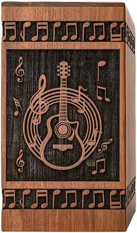 Handcrafted Wooden Urn for Human Ashes - Black Large Guitar Style