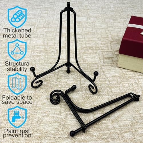 8PCS Premium Black Iron Plate Stands for Display 4 Inch