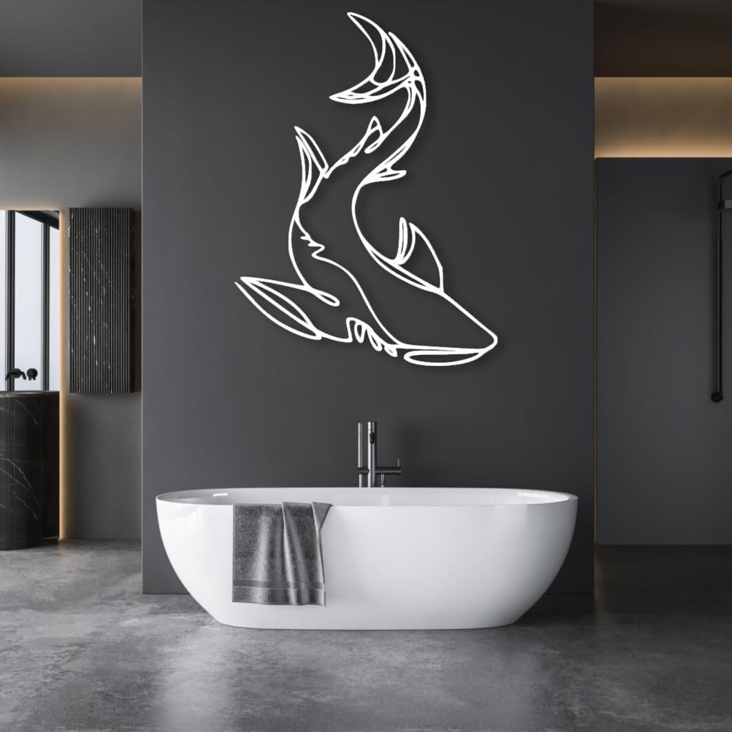 Idadey Shark Metal Wall Decor - Modern Nautical Art
