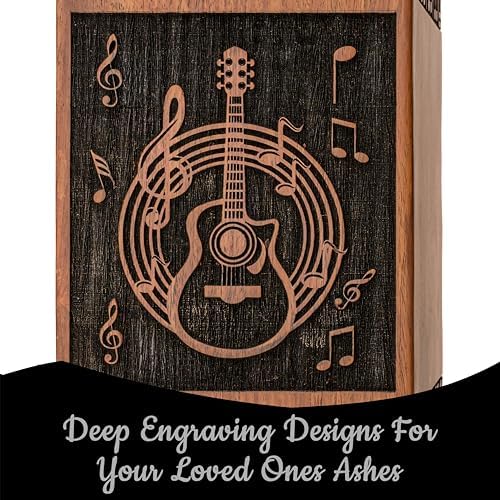 Handcrafted Wooden Urn for Human Ashes - Black Large Guitar Style