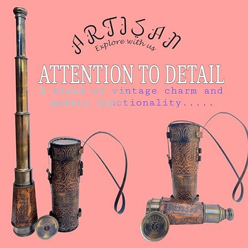 Antique Decor Spyglass with Leather Case