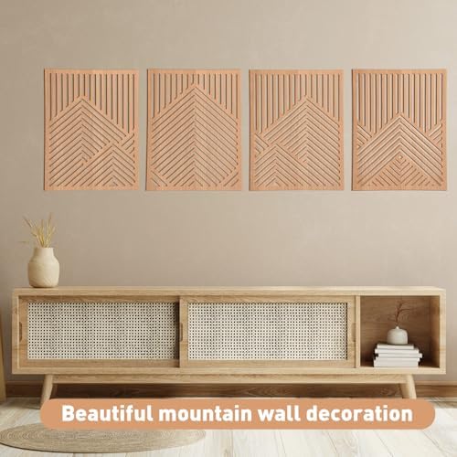 Wesiti 4 Piece Wood Mountain Wall Art Decor