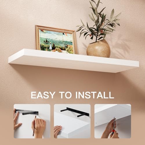 Amada Floating Shelves Large 24x7 Inch White Set of 2