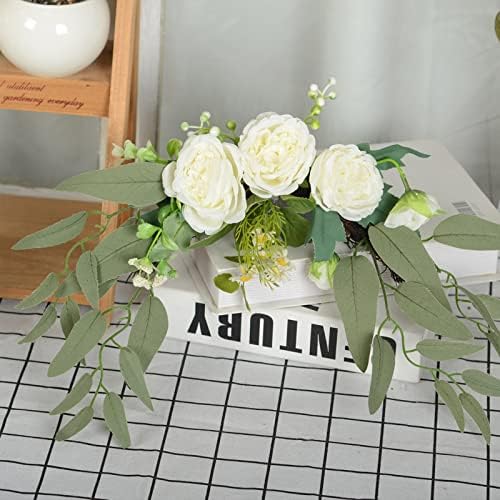 MOTUZP 157 Inch White Floral Swag Door Decor