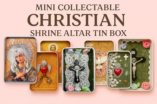 Handmade Mini Shrine Tin Box with Prayer Cards