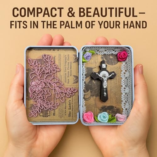 Handmade Mini Shrine Tin Box with Prayer Cards