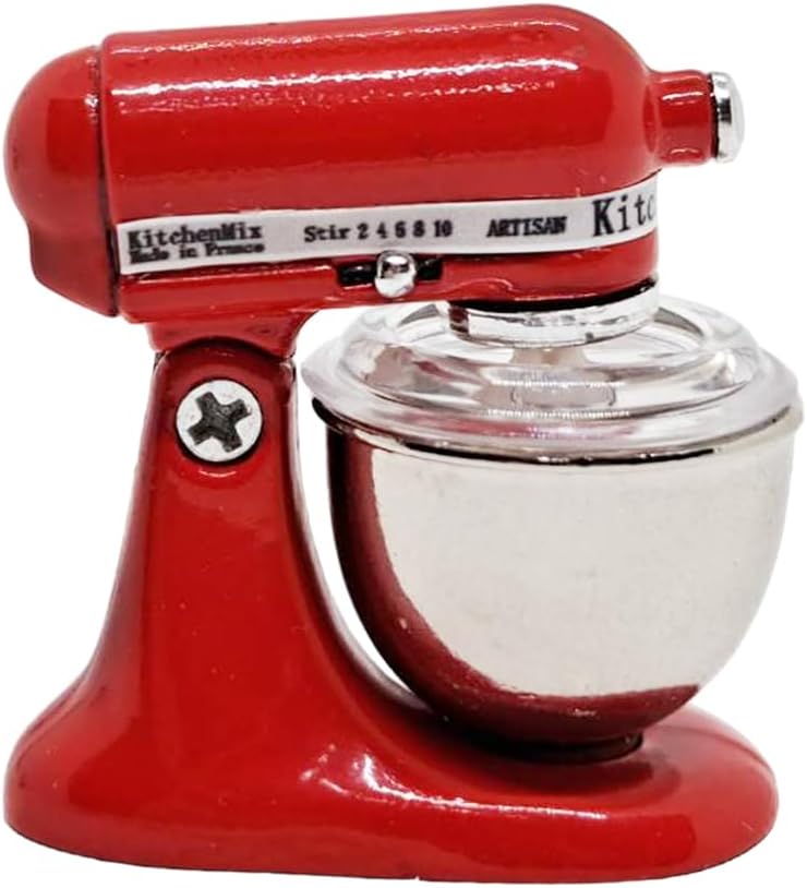 ChangThai Design Tiny 1 Inch High Red Bread Dough Mixer Figurine