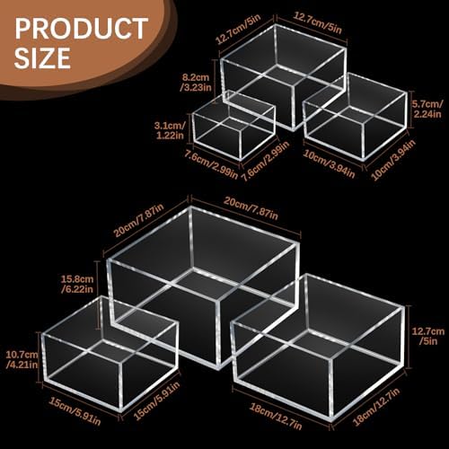 Geelin 6 Pack Clear Acrylic Cube Risers Display Stands