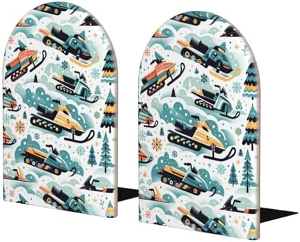 Large Decorative Bookends with Snowmobiles Design