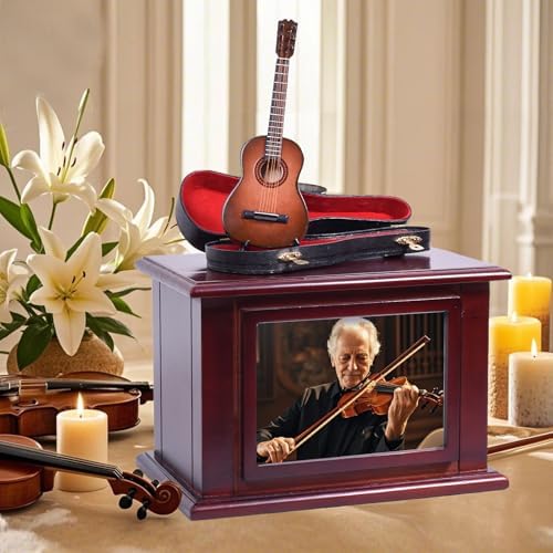ZGYLIN Wooden Guitar Cremation Urn for Ashes