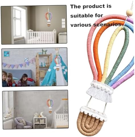 Neroyaner Rainbow Macrame Hot Air Balloon Wall Decor