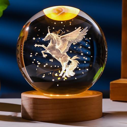 3D Unicorn Crystal Ball Decor Lamp for Women