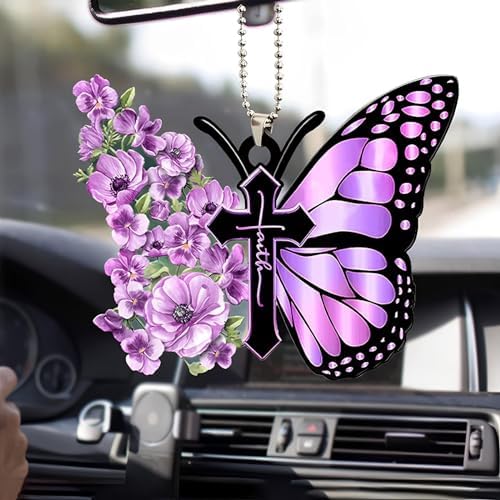 Butterfly Car Hanging Ornament Purple