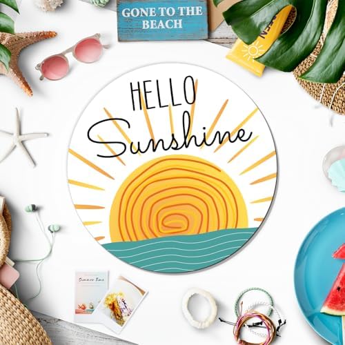 Hello Sunshine Wooden Door Hanging Sign for Summer