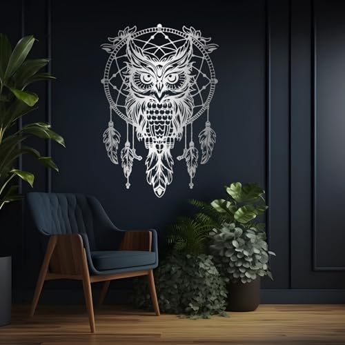 SZI Owl Dreamcatcher Metal Wall Art 24x16 Inch