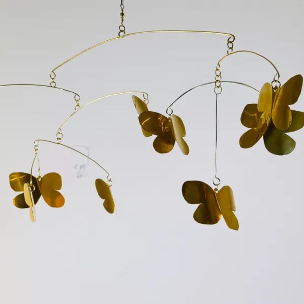 Pure Brass Butterflies Mobile 23x10 Hanging Decor