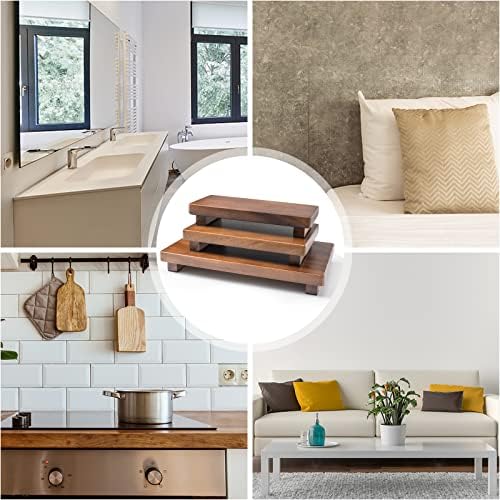Walnut Wood Pedestal Stand for Farmhouse Decor