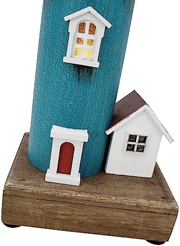 K KILIPES Wood Lighthouse Nautical Decor LED Nightlight Centerpiece