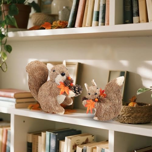 Winemana Set of 2 Fall Table Decor Squirrels