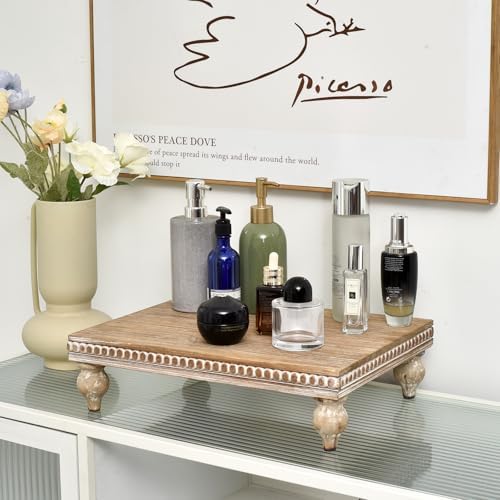 SwallowLiving Rustic Wood Tray Riser for Decor