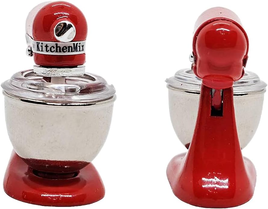 ChangThai Design Tiny 1 Inch High Red Bread Dough Mixer Figurine
