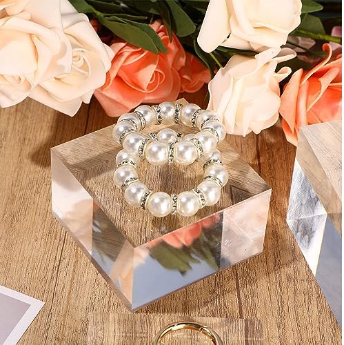 Geelin 6 Pcs Acrylic Display Blocks Clear Cubes for Jewelry Perfume Collection