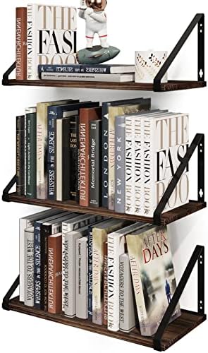 BAMEOS Floating Shelf Rustic Wood Wall Shelf Small Bookshelf