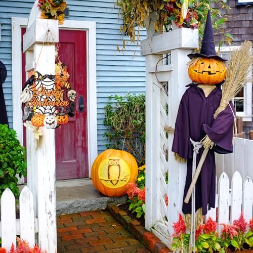 Sophena Halloween Decor Wooden Ghost Door Wreath