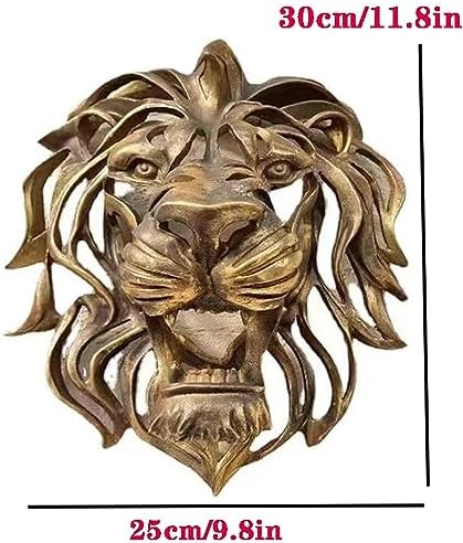 Lion Head Wall Art Sculpture 3D Golden Resin Wall Decor
