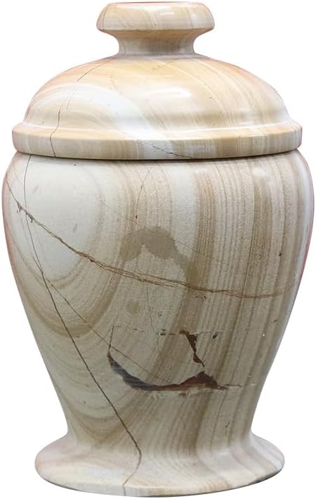 Elegant Marble Cremation Urn with Teak Finish