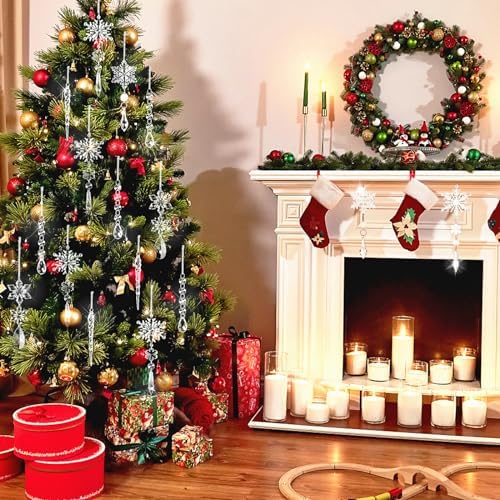 18pcs Crystal Snowflake Christmas Ornaments Set