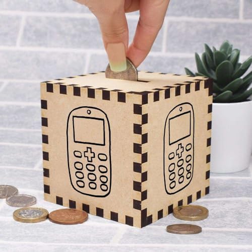 Wooden Money Box with Cube Design MB00044379