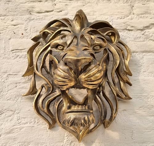 Large Gold Resin Lion Head Wall Sculpture