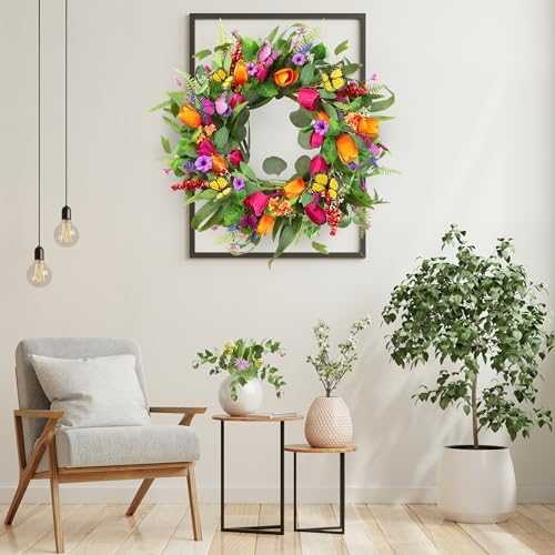 Sggvecsy 22 Inch Spring Summer Wreath Wall Decor